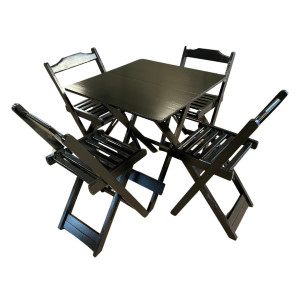 Conjunto Jogo de Mesa Premium 70x70 Com 4 Cadeiras Dobráveis - DG Móveis