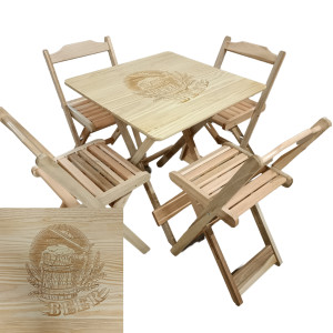 Conjunto Jogo de Mesa Premium personalizado 70x70 Com 4 Cadeiras Dobráveis - DG Móveis